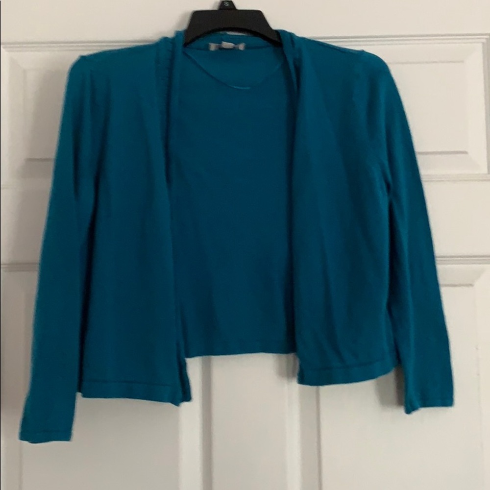 Blue flyaway cardigan Loft outlet 1/2 length